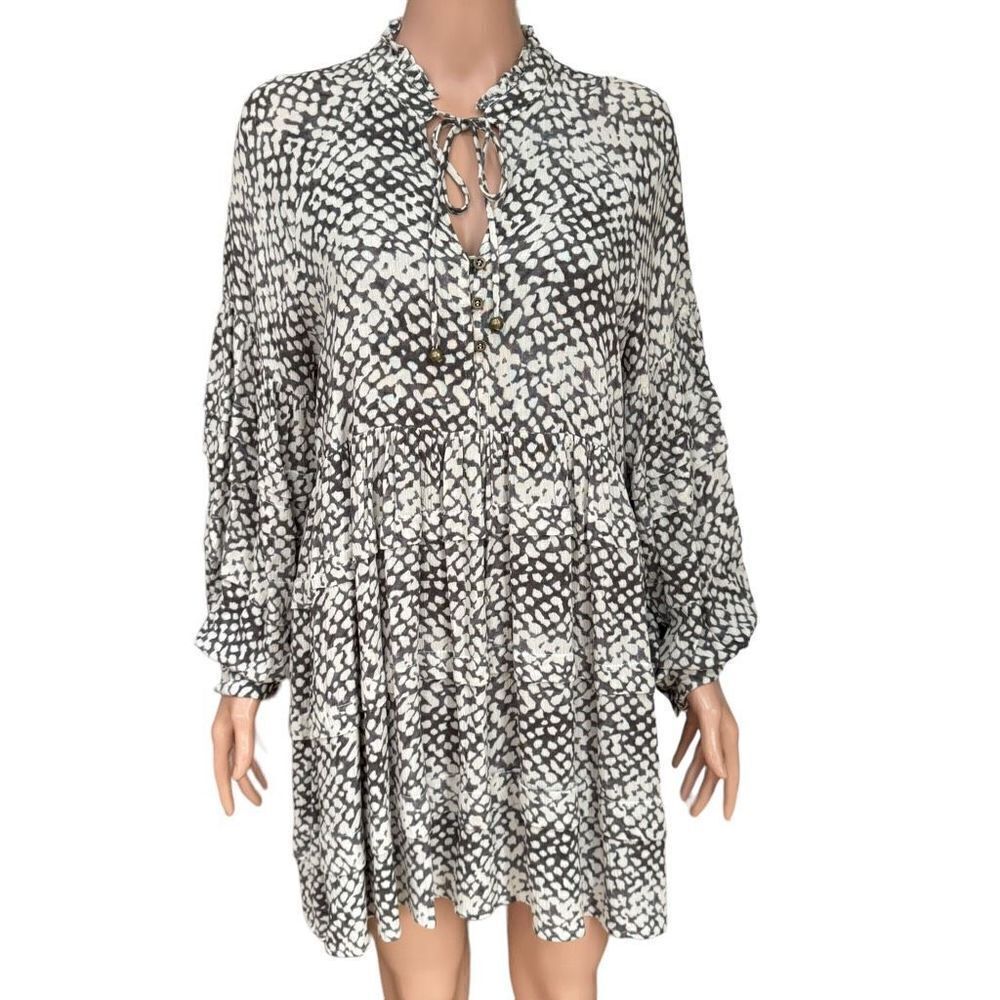 By Together Womens Dress  Flowy Tiered Long Sleeve Short Dress size M